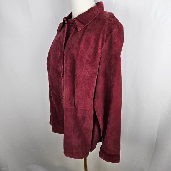Bernardo Nordstrom Suede Washable Leather Jacket Size 1X Burgundy NWT Flaw - Picture 4 of 12